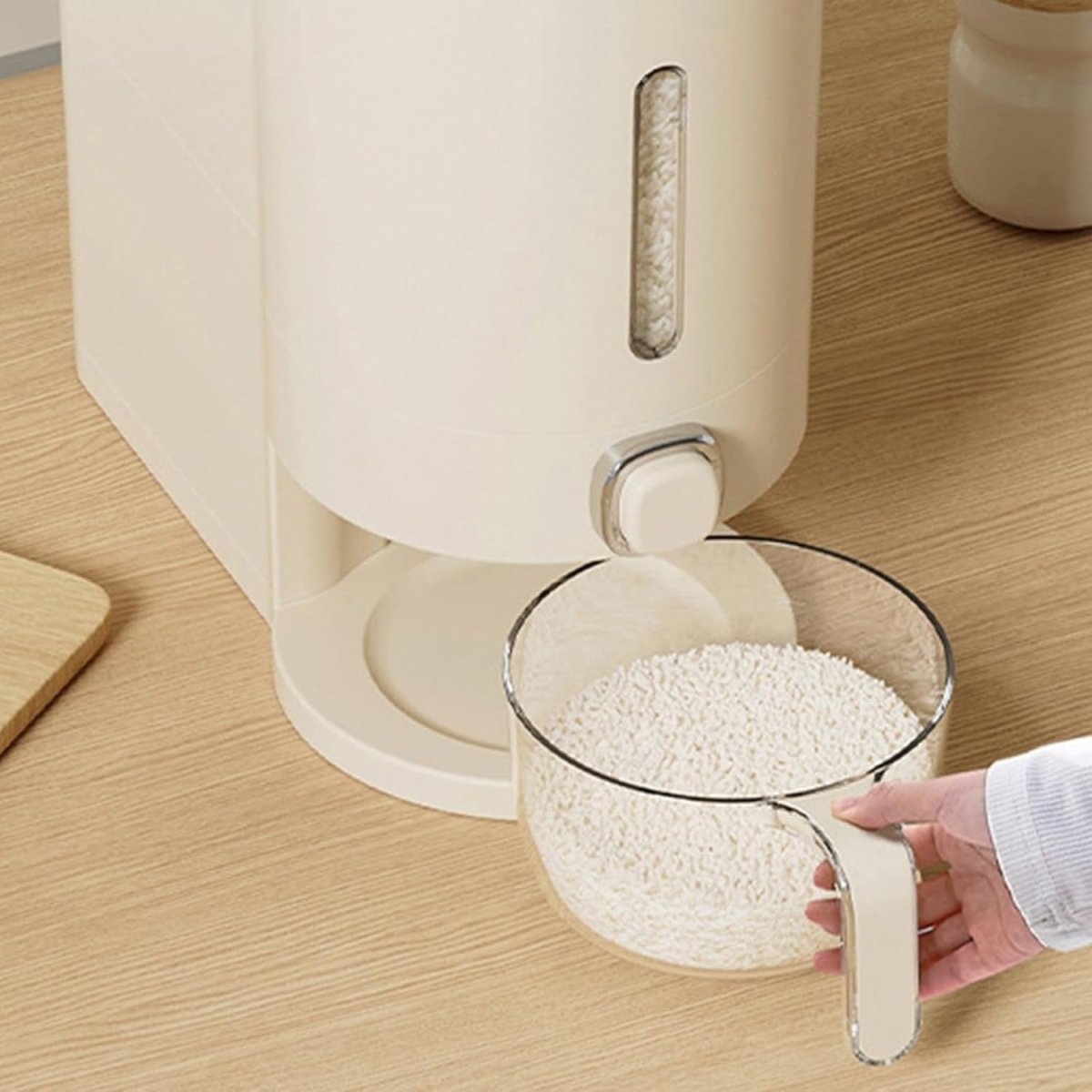 10KG Rice Dispenser Airtight Storage Container Press Dispense Measuring Cup - Kwikley