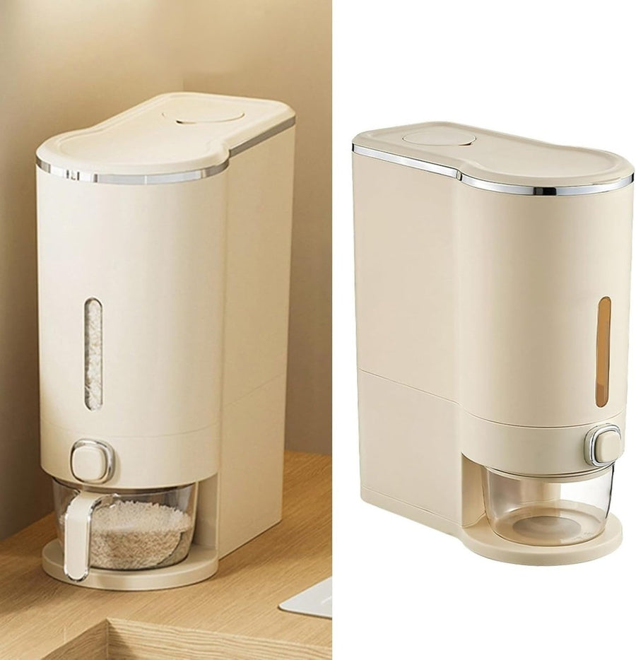 10KG Rice Dispenser Airtight Storage Container Press Measure Grain Bucket - Kwikley