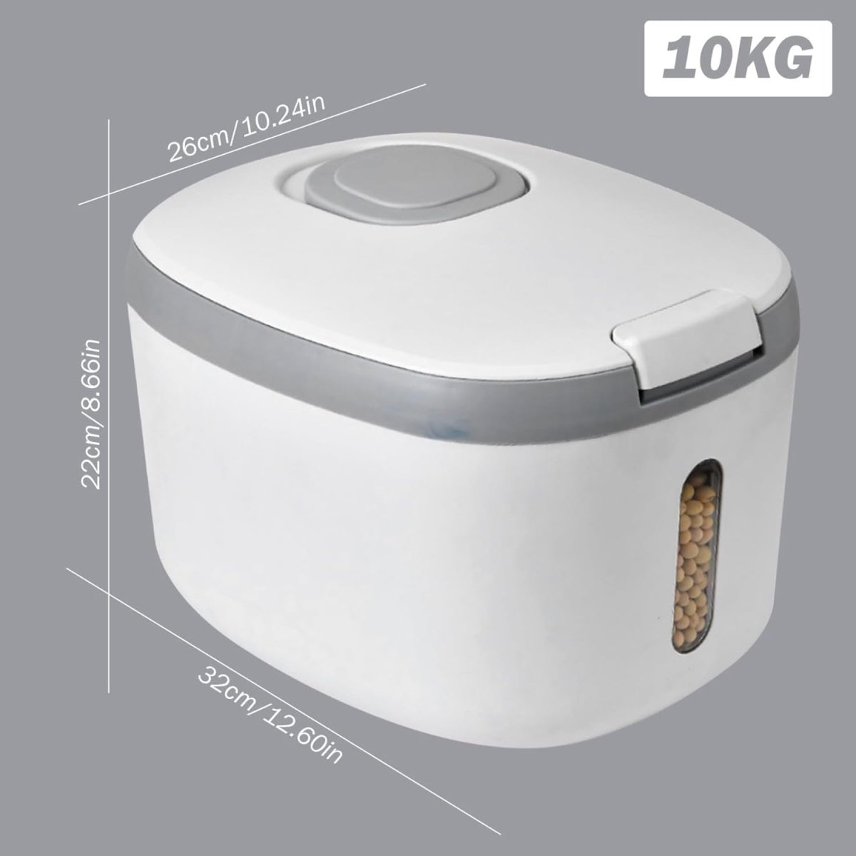 10KG Rice Storage Container Airtight BPA Free w Measuring Cup - Kwikley