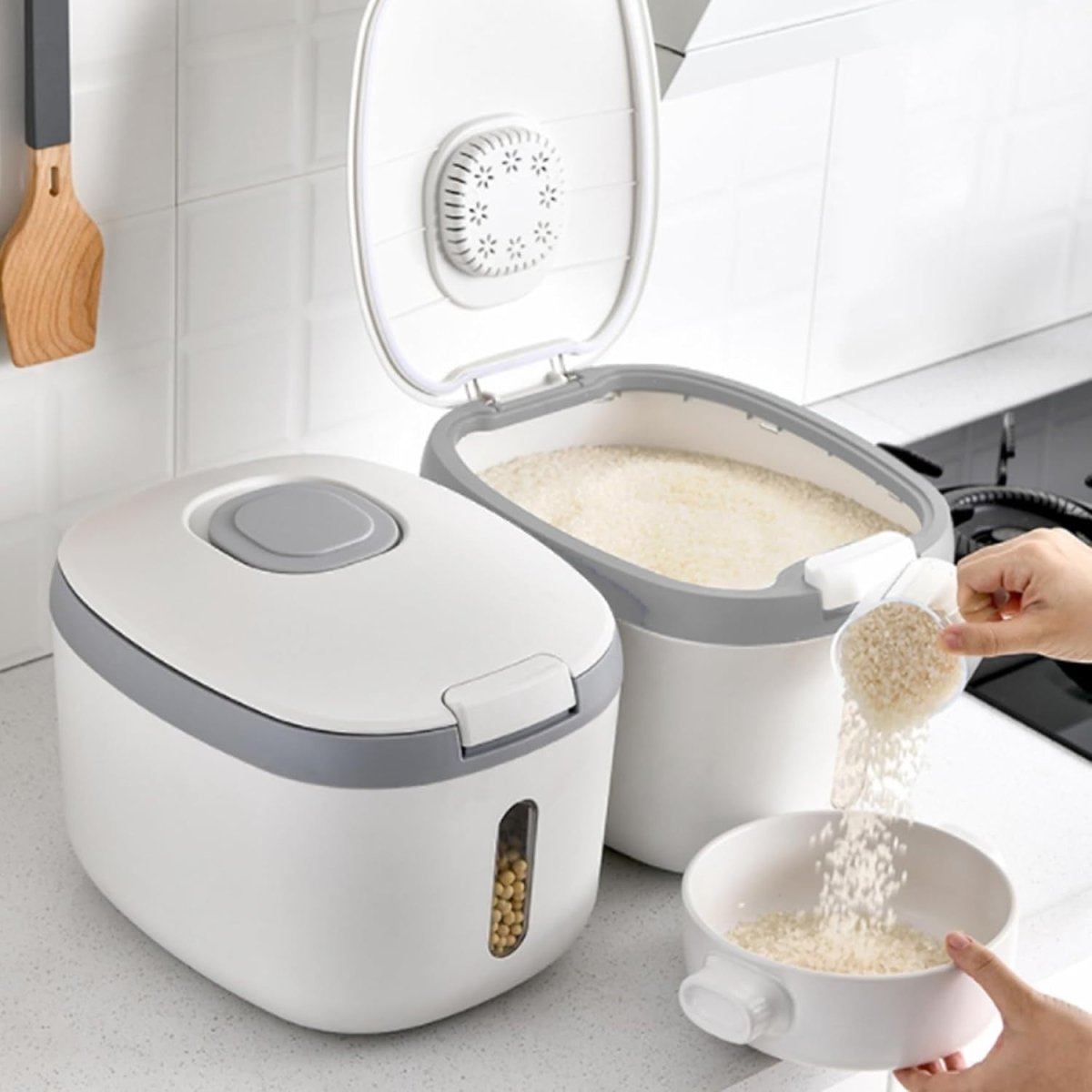 10KG Rice Storage Container Airtight BPA Free w Measuring Cup - Kwikley