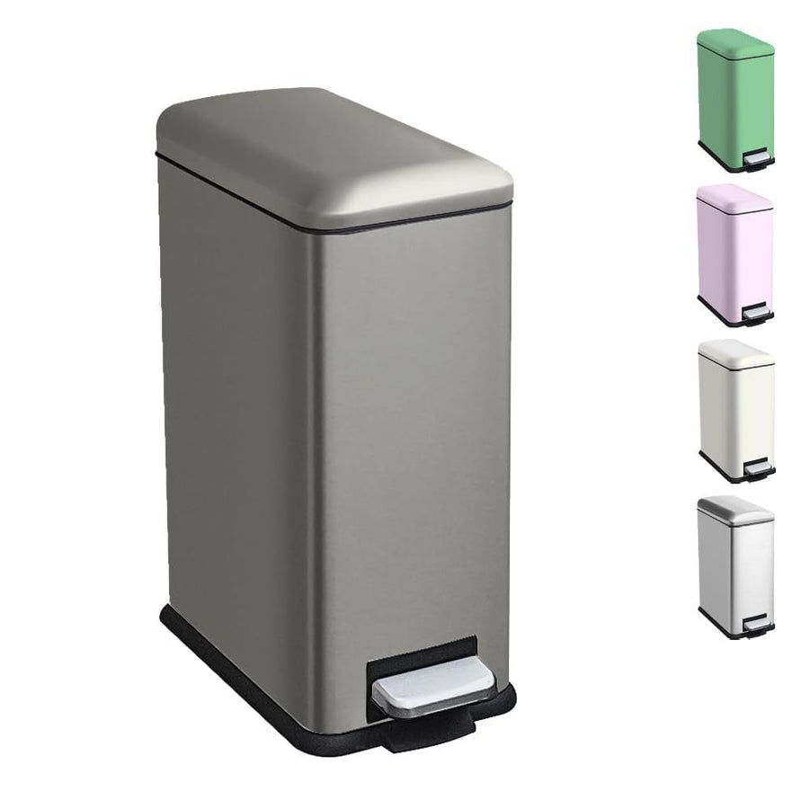 10L Bathroom Pedal Bin Soft Close Stainless Steel Grey - Kwikley
