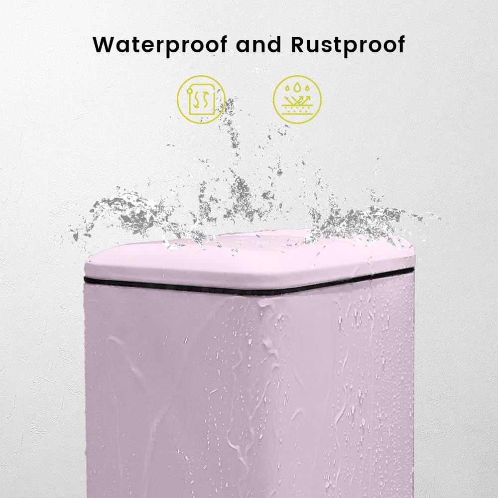 10L Bathroom Pedal Bin Soft Close Stainless Steel Pink - Kwikley