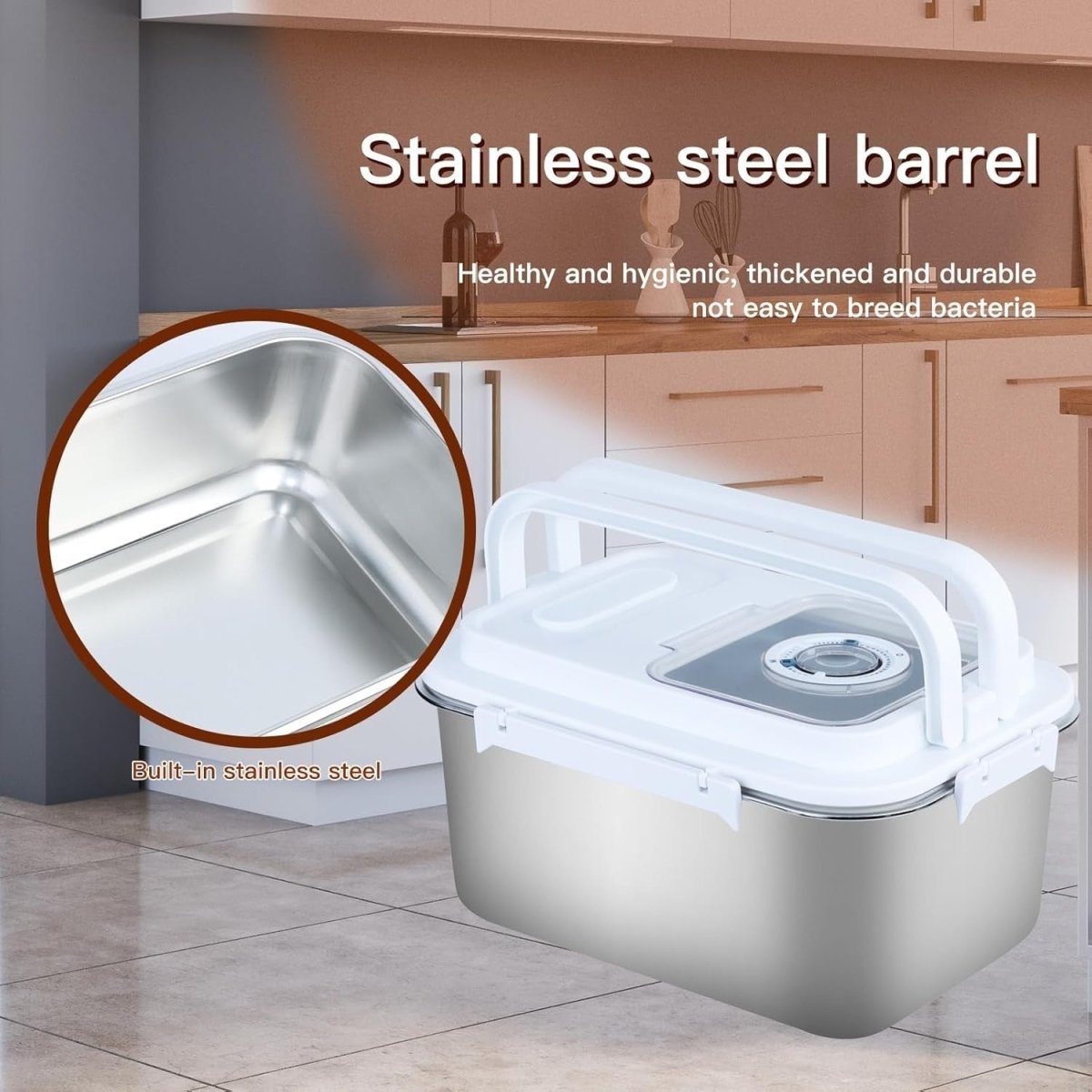 10L Stainless Steel Rice Storage Container Airtight w Cup - Kwikley
