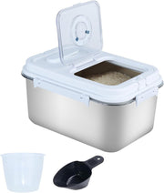 10L Stainless Steel Rice Storage Container Airtight w Cup - Kwikley