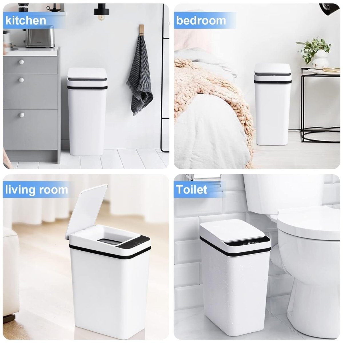 10L Touchless Bathroom Bin Automatic Motion Sensor Trash Can Lid - Kwikley