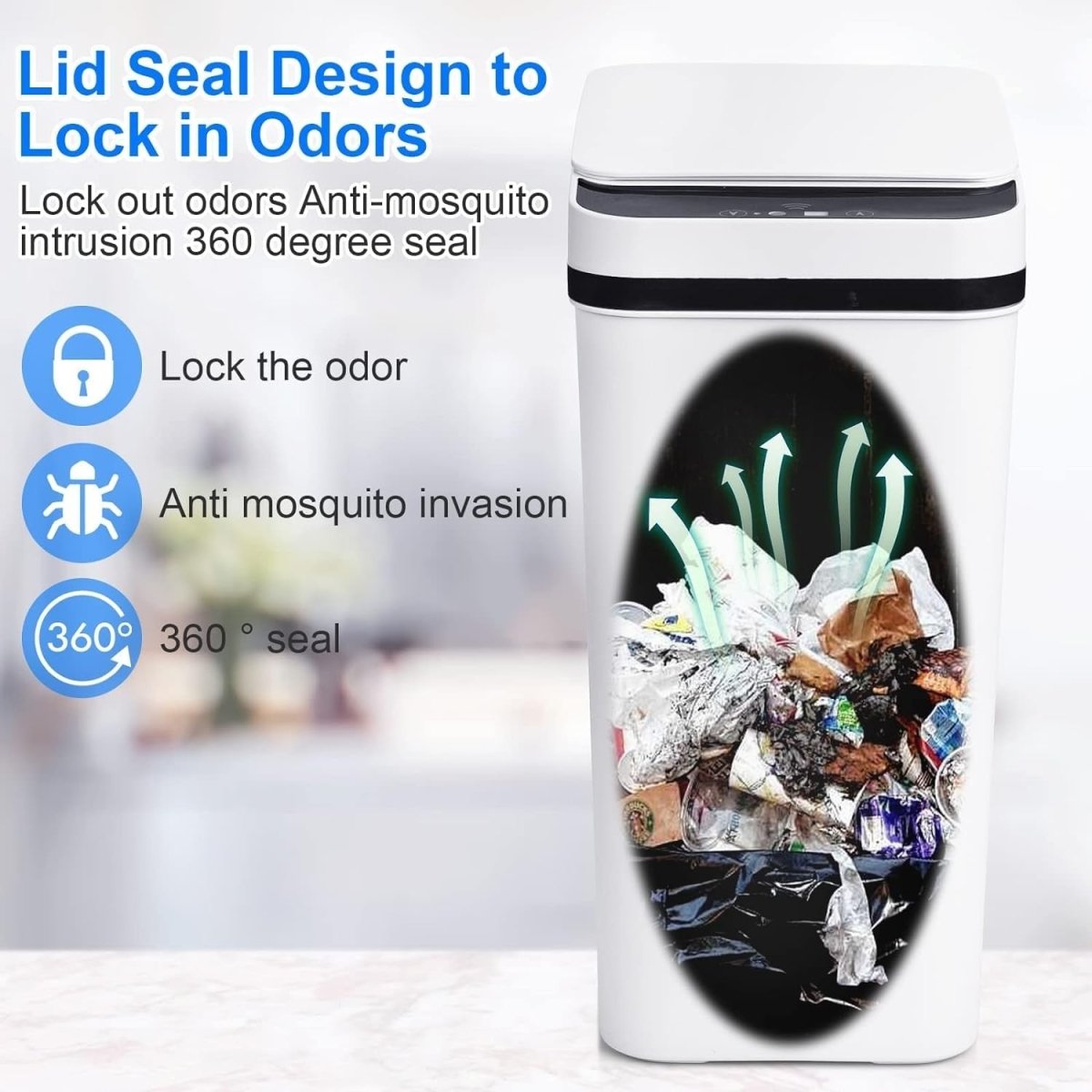 10L Touchless Bathroom Bin Automatic Motion Sensor Trash Can Lid - Kwikley