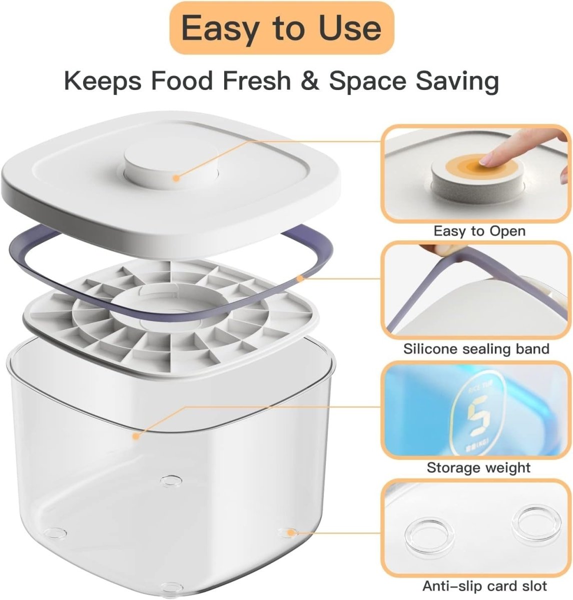 10LBS Rice Dispenser Airtight BPA Free Food Storage Bin - Kwikley