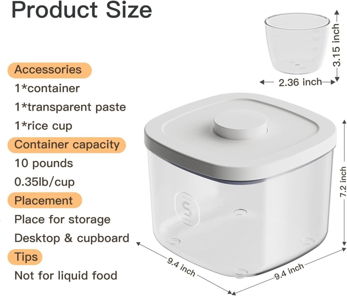 10LBS Rice Dispenser Airtight BPA Free Food Storage Bin - Kwikley