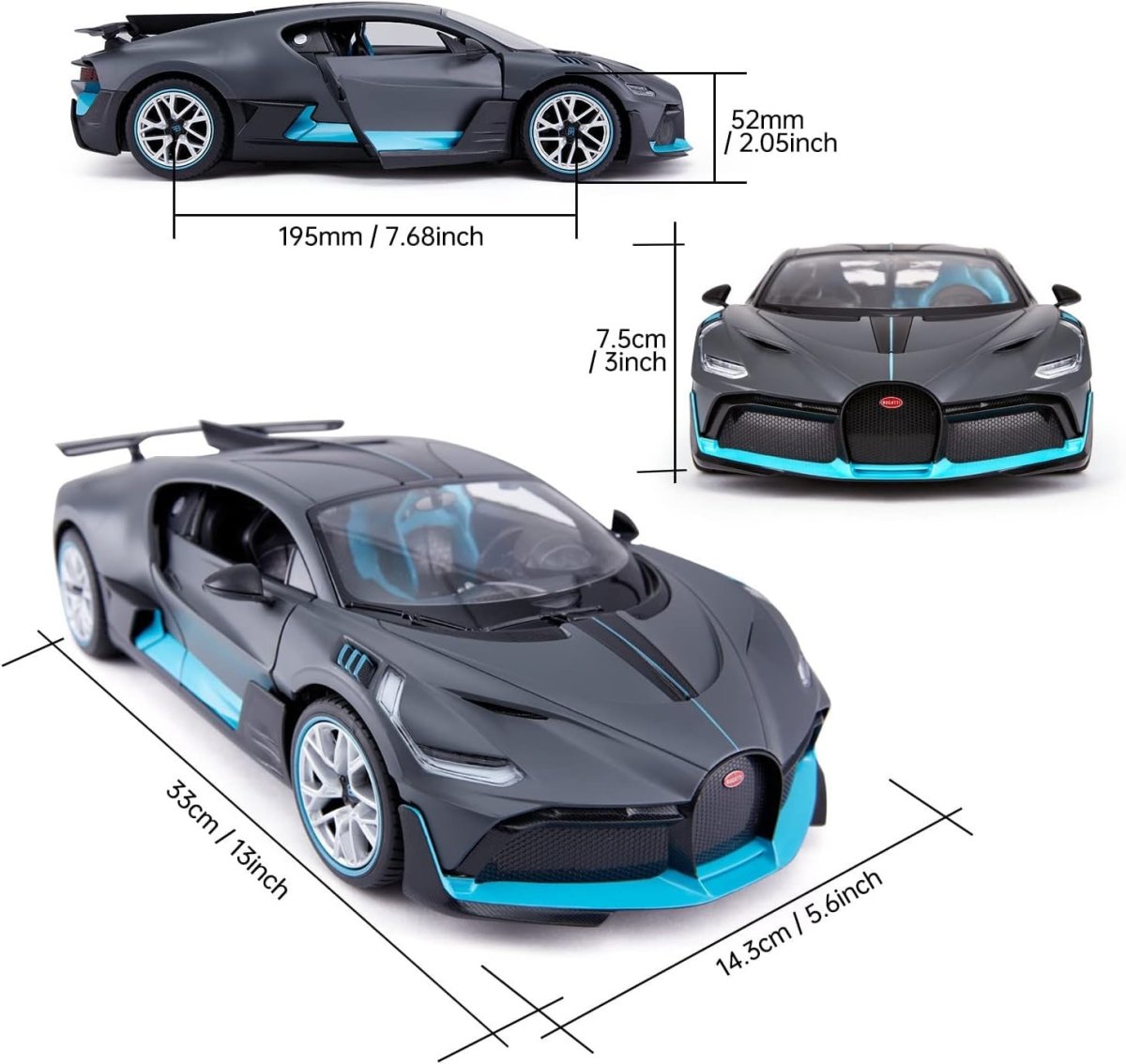 1:14 Divo Remote Control Car Model, Silver Grey RC Sports Car Toy - Kwikley