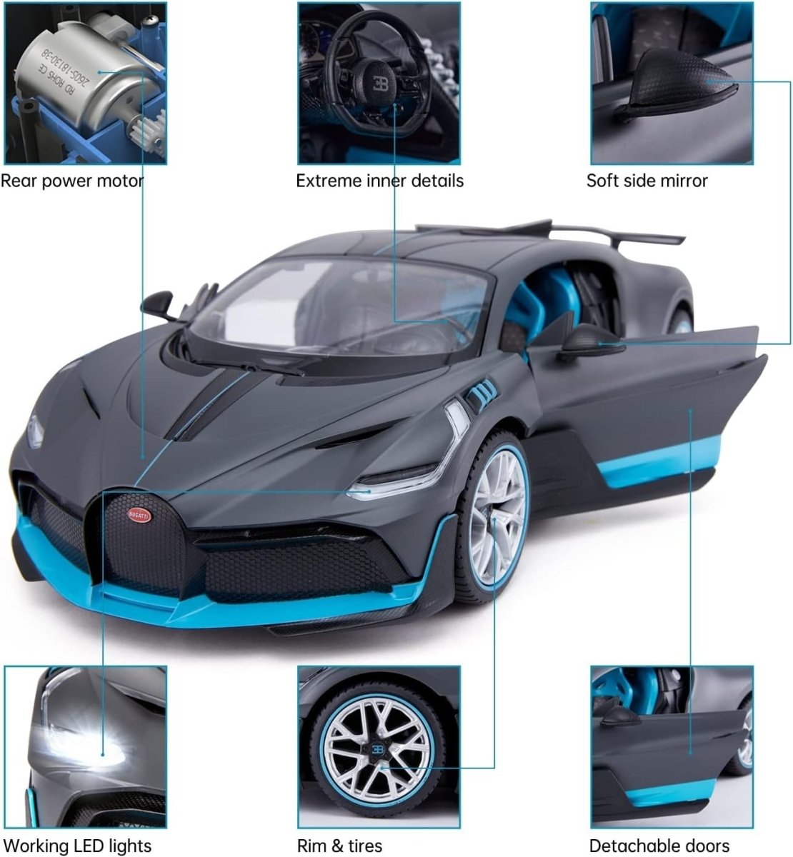 1:14 Divo Remote Control Car Model, Silver Grey RC Sports Car Toy - Kwikley