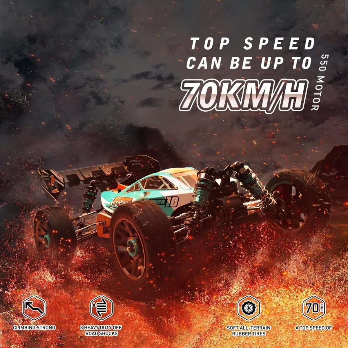 1:14 Fast RC Car 70KMH 4WD Off - Road Truck Buggy Oil Shocks Metal Chassis 3S LiPo - Kwikley