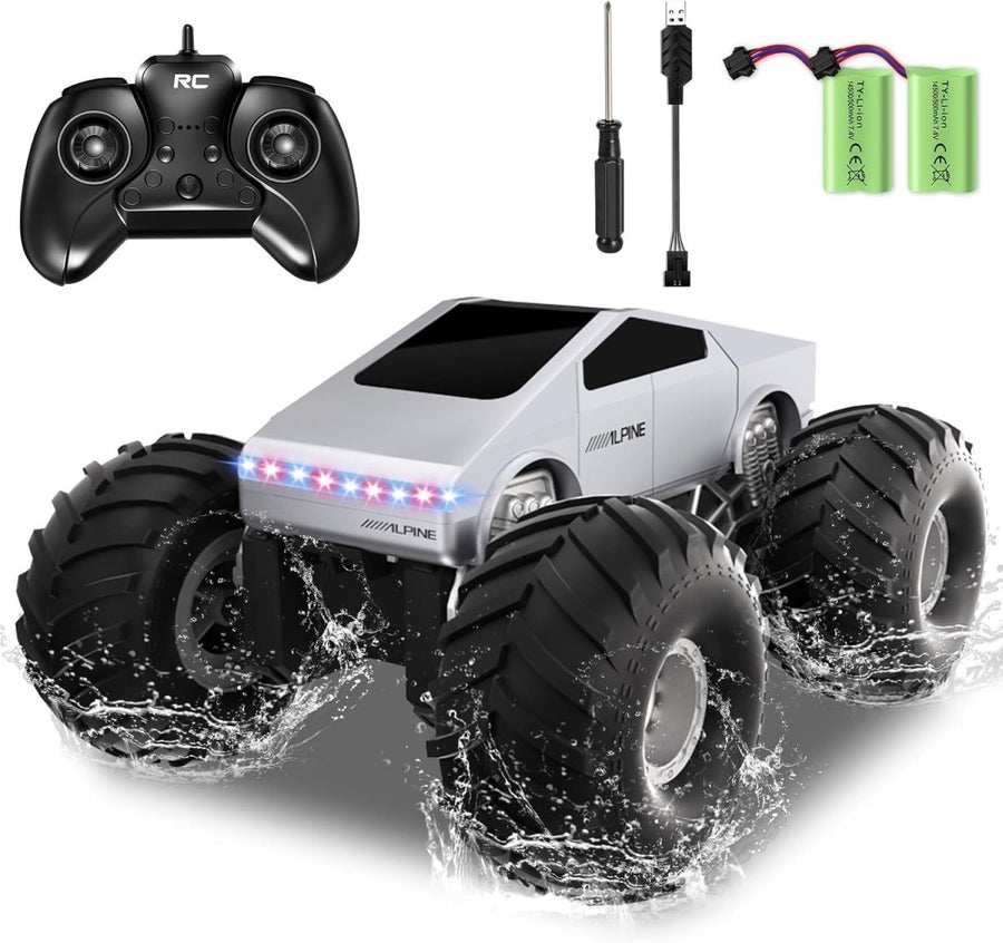 1:16 RC Car 360° Rotating 4WD LED Lights Waterproof Off - Road Remote Control Toy - Kwikley