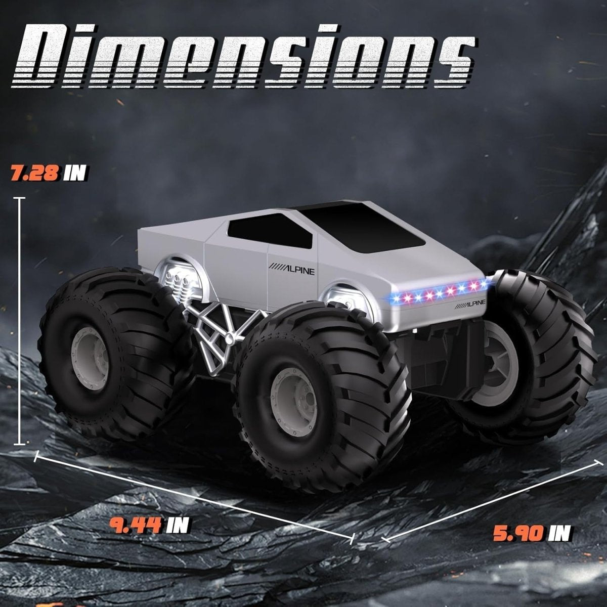 1:16 RC Car 360° Rotating 4WD LED Lights Waterproof Off - Road Remote Control Toy - Kwikley