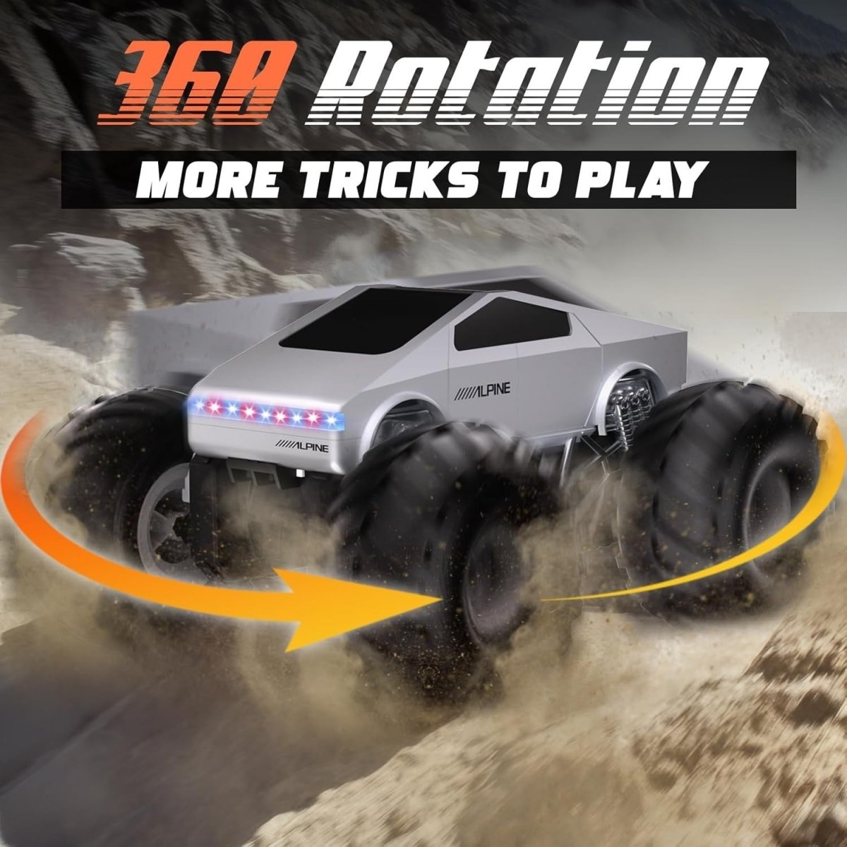 1:16 RC Car 360° Rotating 4WD LED Lights Waterproof Off - Road Remote Control Toy - Kwikley