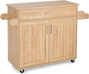 116cm Natural Kitchen Island Trolley Rolling Cabinet - Kwikley