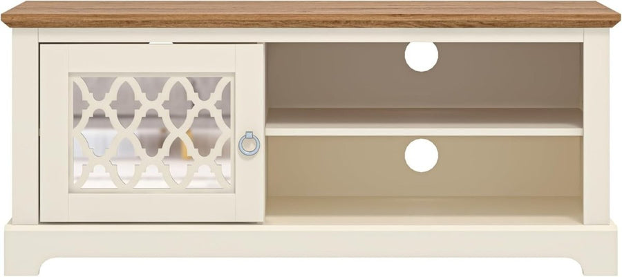 119cm TV Stand Cabinet Unit for 50" TV Storage Shelf Oak Ivory Modern - Kwikley