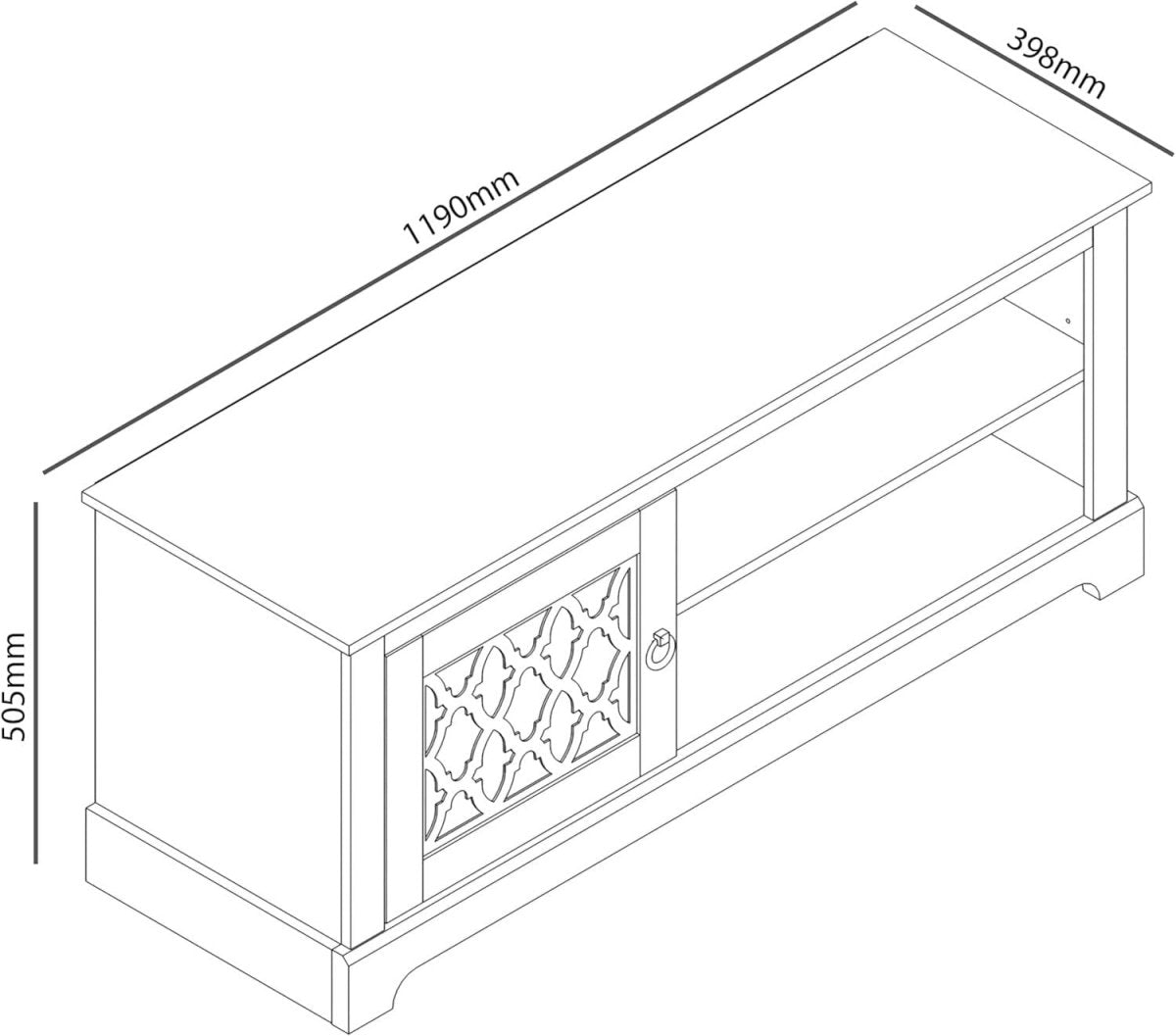 119cm TV Stand Cabinet Unit for 50" TV Storage Shelf Oak Ivory Modern - Kwikley