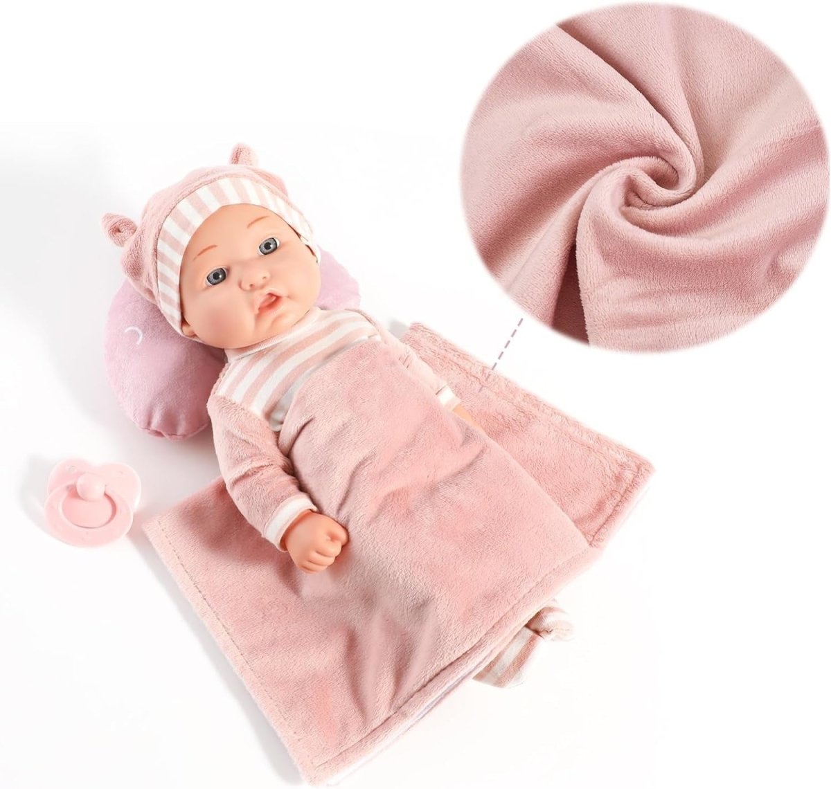 12 Inch Baby Doll Playset w Carrier Bassinet Blanket Pacifier - Kwikley