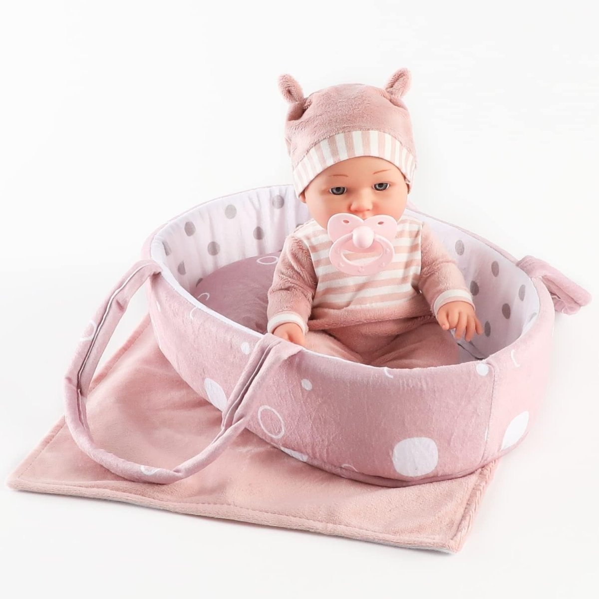12 Inch Baby Doll Playset w Carrier Bassinet Blanket Pacifier - Kwikley