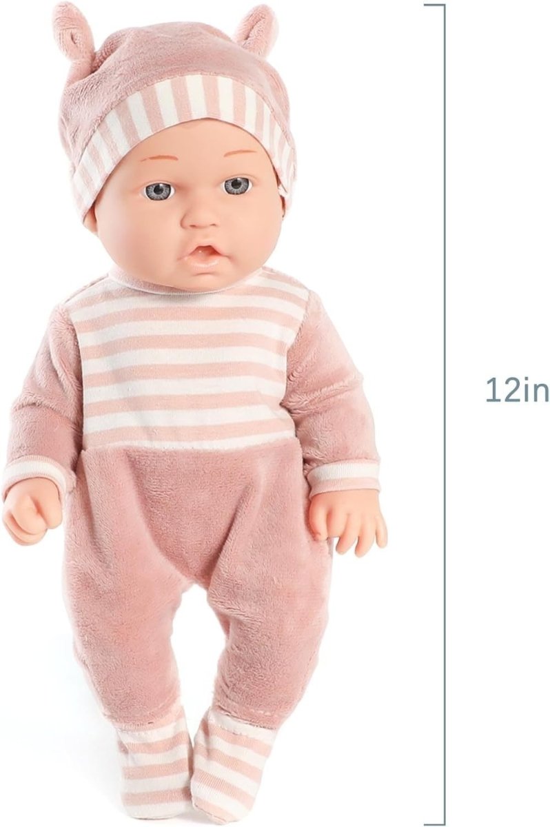 12 Inch Baby Doll Playset w Carrier Bassinet Blanket Pacifier - Kwikley