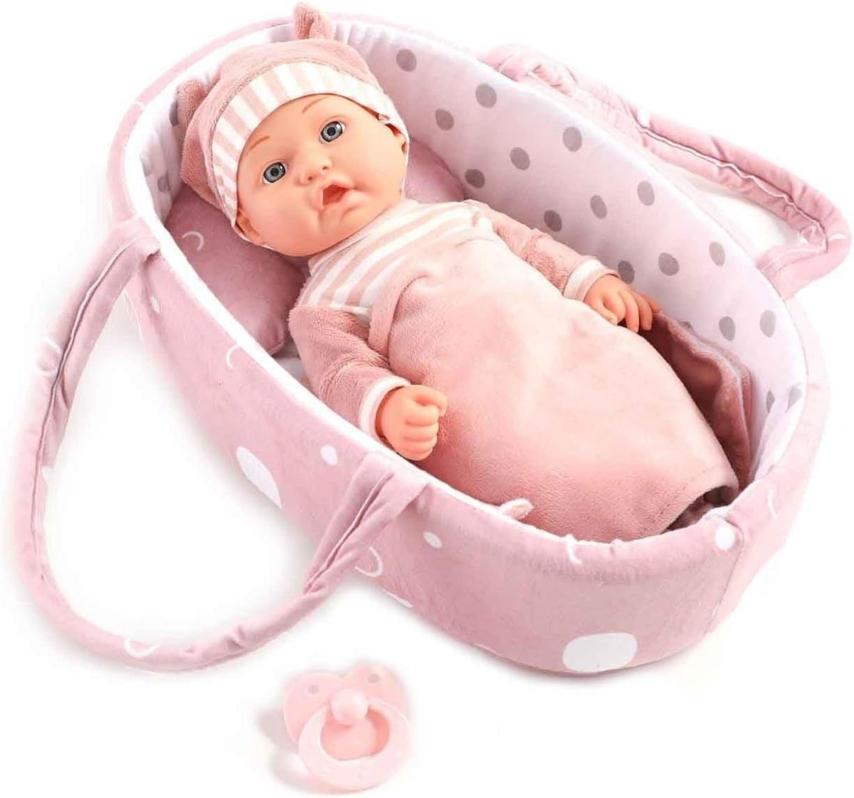 12 Inch Baby Doll Playset w Carrier Bassinet Blanket Pacifier - Kwikley