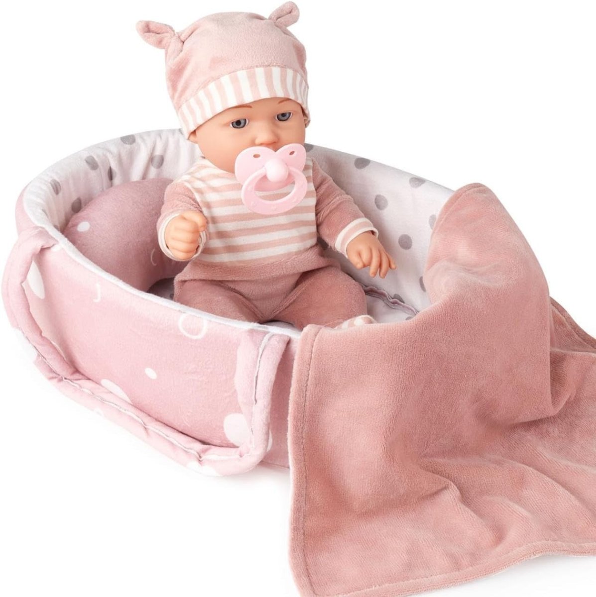 12 Inch Baby Doll Playset w Carrier Bassinet Blanket Pacifier - Kwikley