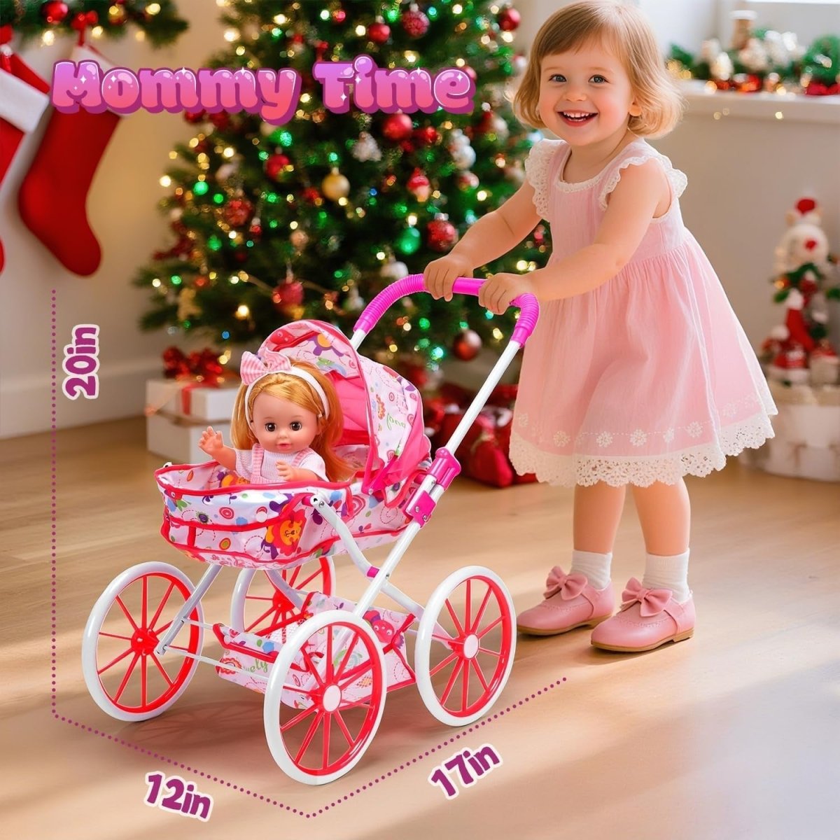 12 Inch Baby Doll Playset w Stroller High Chair Sounds Accessories - Kwikley