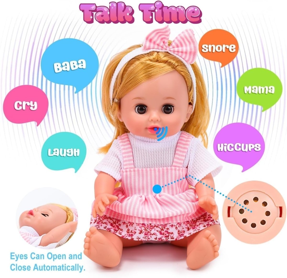 12 Inch Baby Doll Playset w Stroller High Chair Sounds Accessories - Kwikley