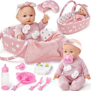 12 Inch Baby Doll Set w Carrier Bed Bottle Diaper Feeding Toys - Kwikley