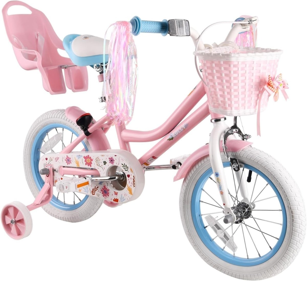 12 Inch Girls Bike Princess Bicycle Basket Doll Seat Training Wheels Pink - Kwikley