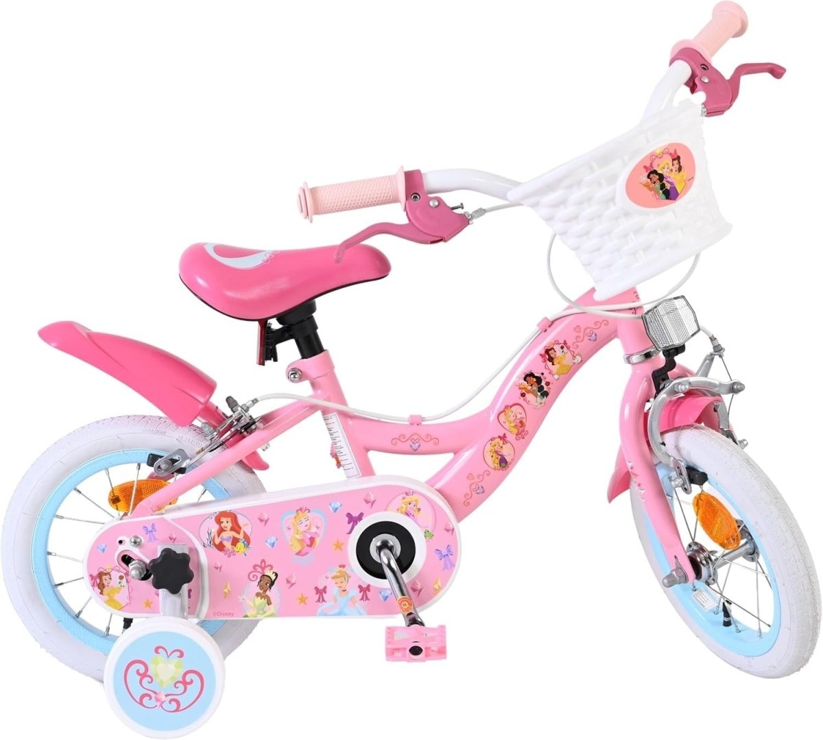 12 Inch Girls Bike with Basket Training Wheels Hand Brakes Age 3-4 - Kwikley