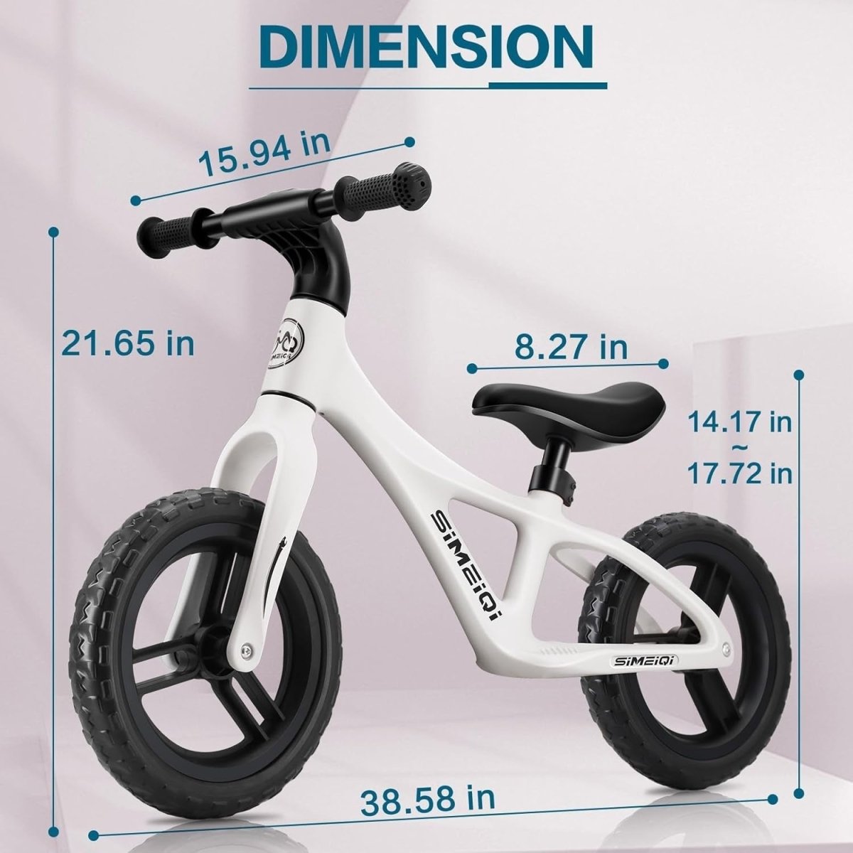 12 Inch Kids Balance Bike Adjustable Seat EVA Tires No Pedal Age 2-5 - Kwikley