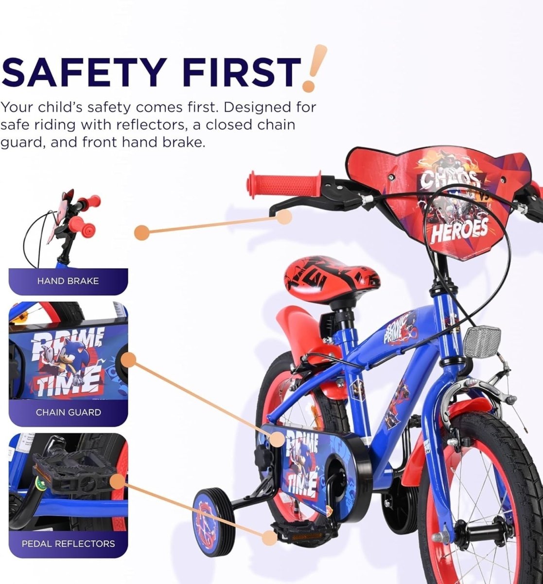 12 Inch Kids Bike with Stabilisers Dual Hand Brakes Bicycle Age 3-4 - Kwikley