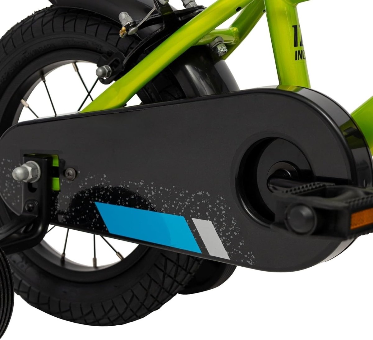 12 Inch Kids Bike with Stabilisers Hand Brakes Green Bicycle Age 3-5 - Kwikley
