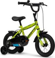 12 Inch Kids Bike with Stabilisers Hand Brakes Green Bicycle Age 3-5 - Kwikley