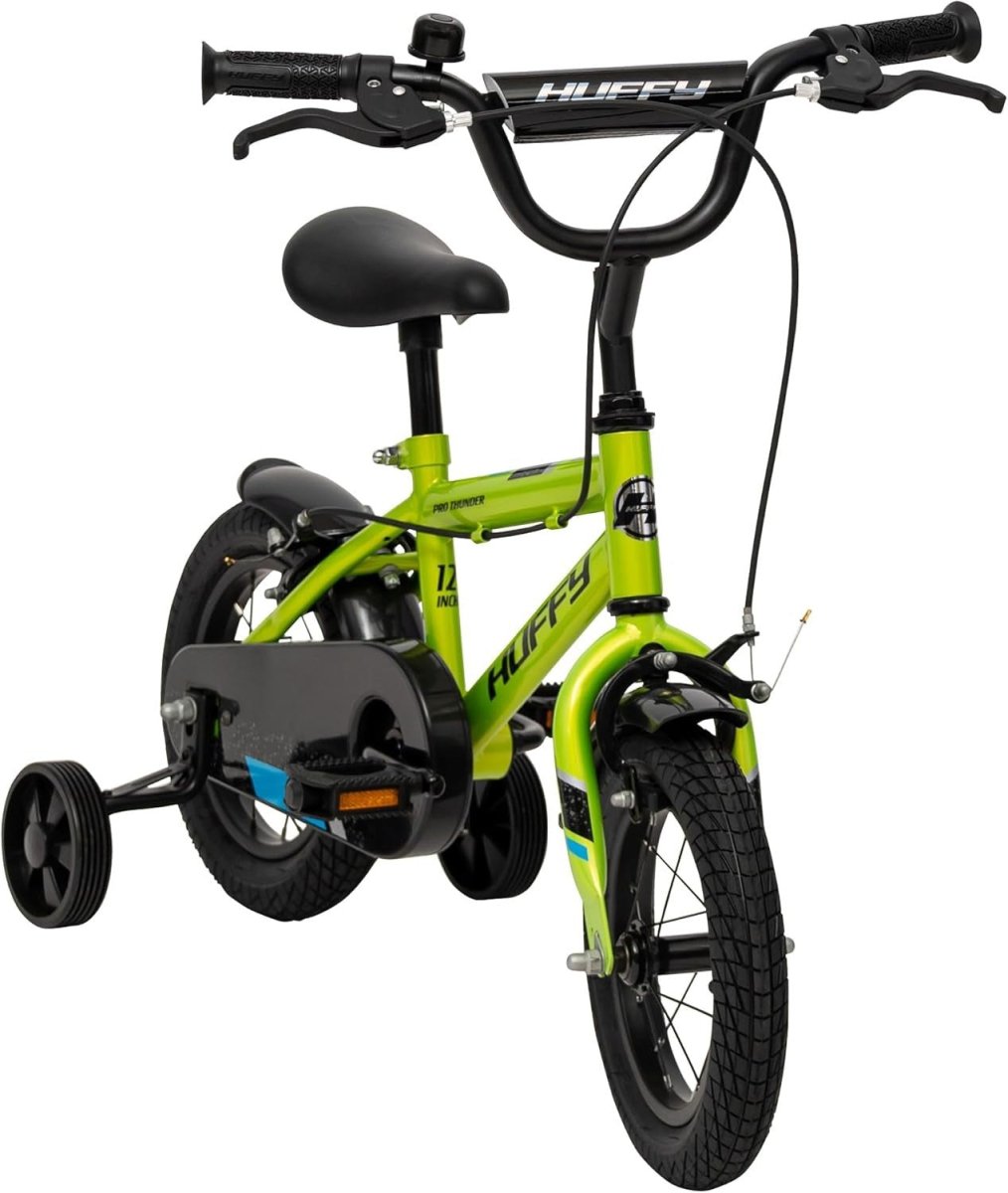12 Inch Kids Bike with Stabilisers Hand Brakes Green Bicycle Age 3-5 - Kwikley