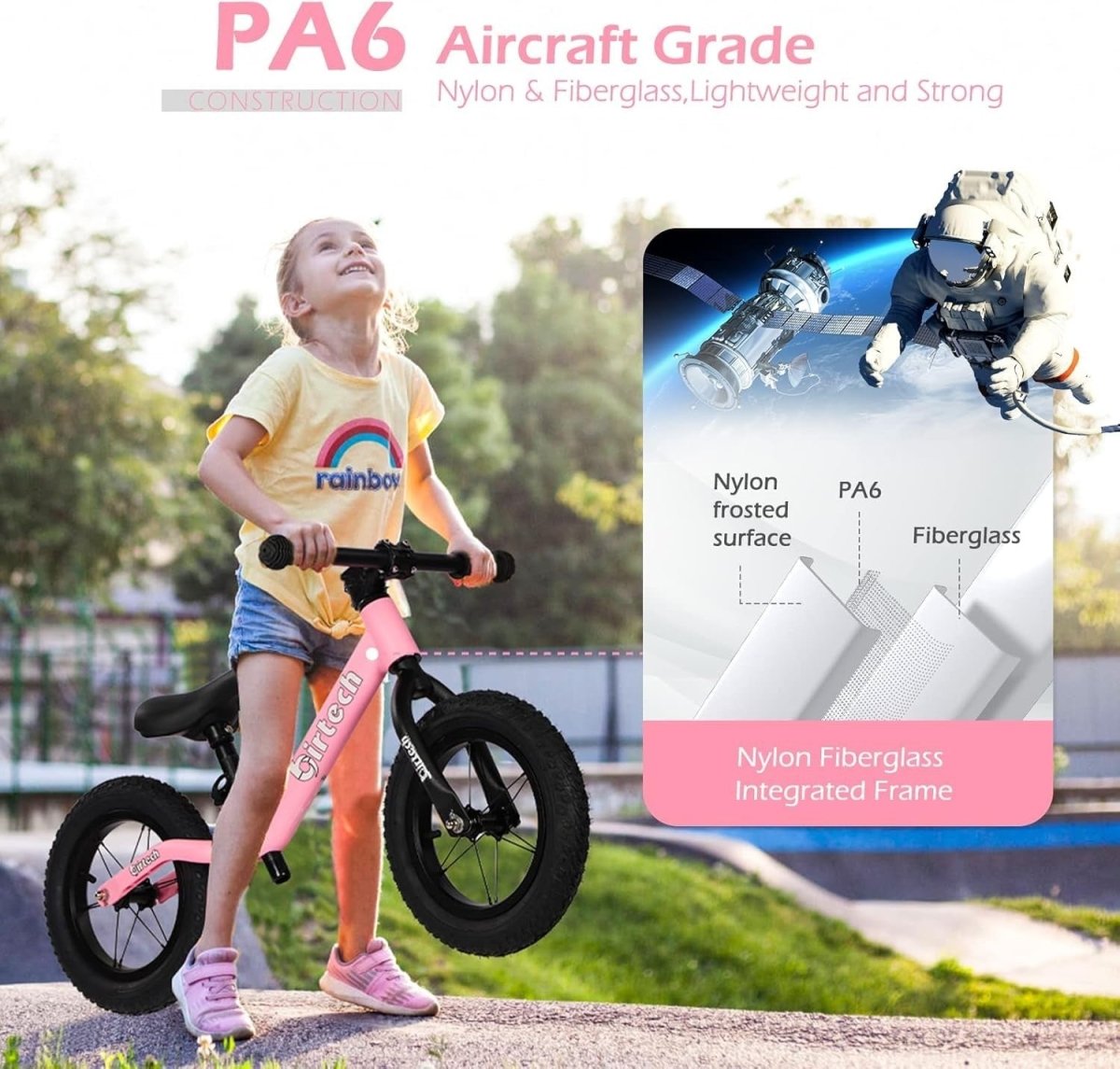 12" Kids Balance Bike Adjustable Seat Air Tires Toddler Training Bike - Kwikley