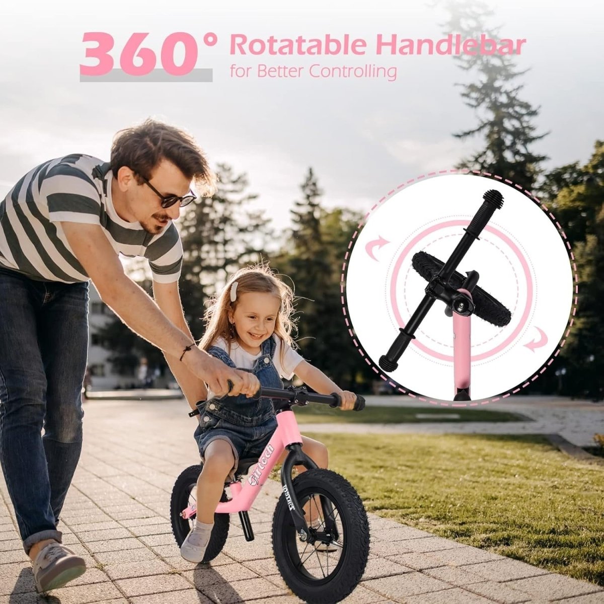 12" Kids Balance Bike Adjustable Seat Air Tires Toddler Training Bike - Kwikley
