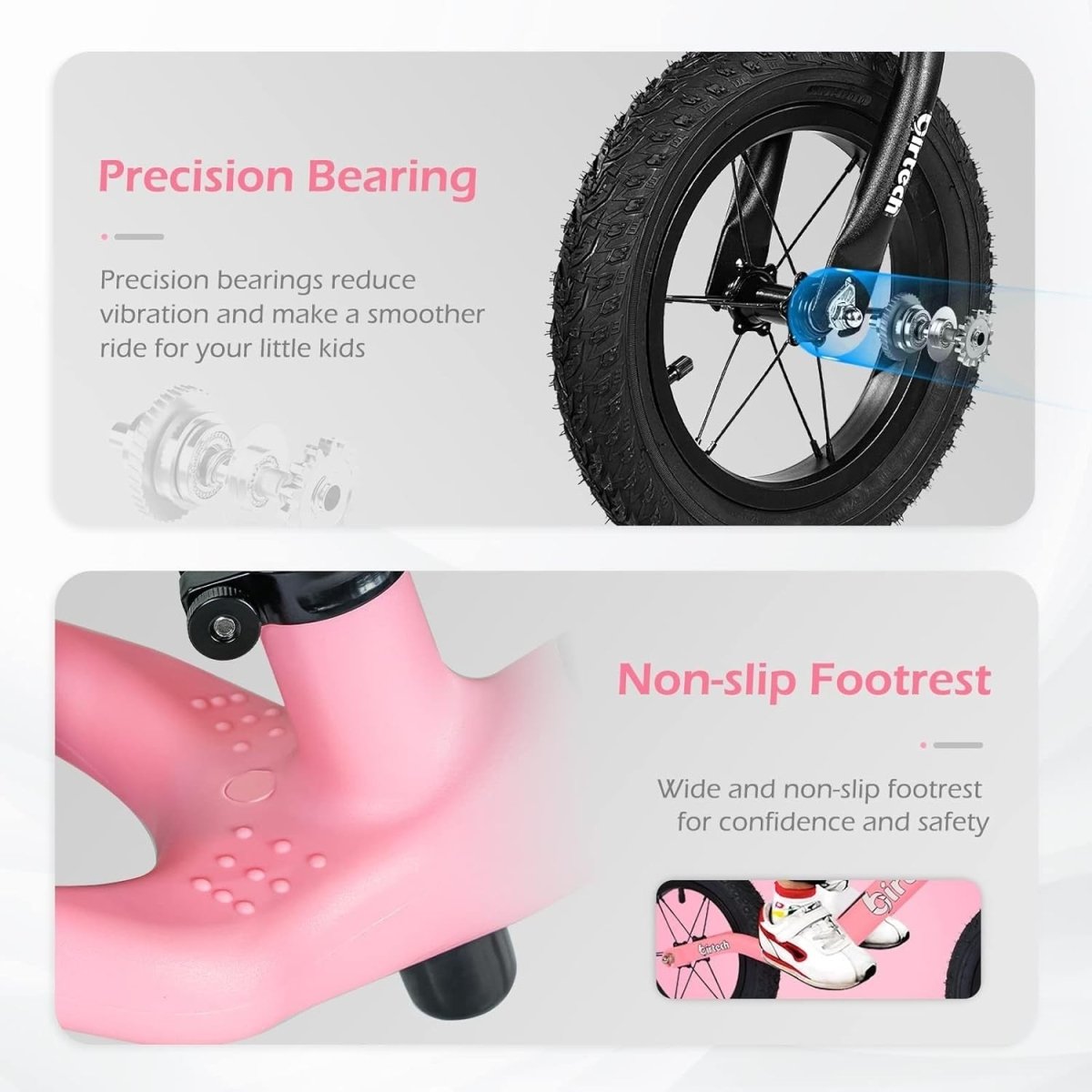12" Kids Balance Bike Adjustable Seat Air Tires Toddler Training Bike - Kwikley