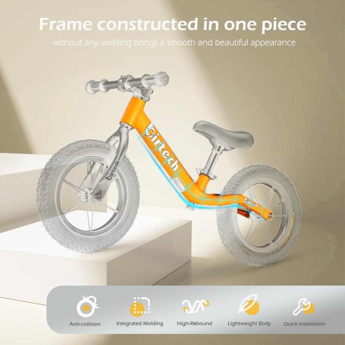 12" Kids Balance Bike Adjustable Seat Air Tires Training Bike Age 2-5 - Kwikley