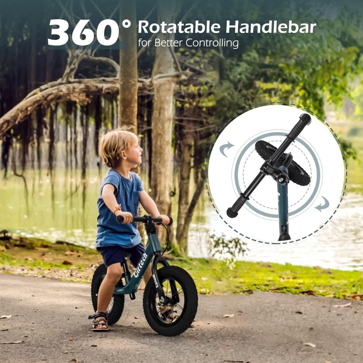 12" Kids Balance Bike Air Tires Adjustable Seat Toddler Training Bike - Kwikley
