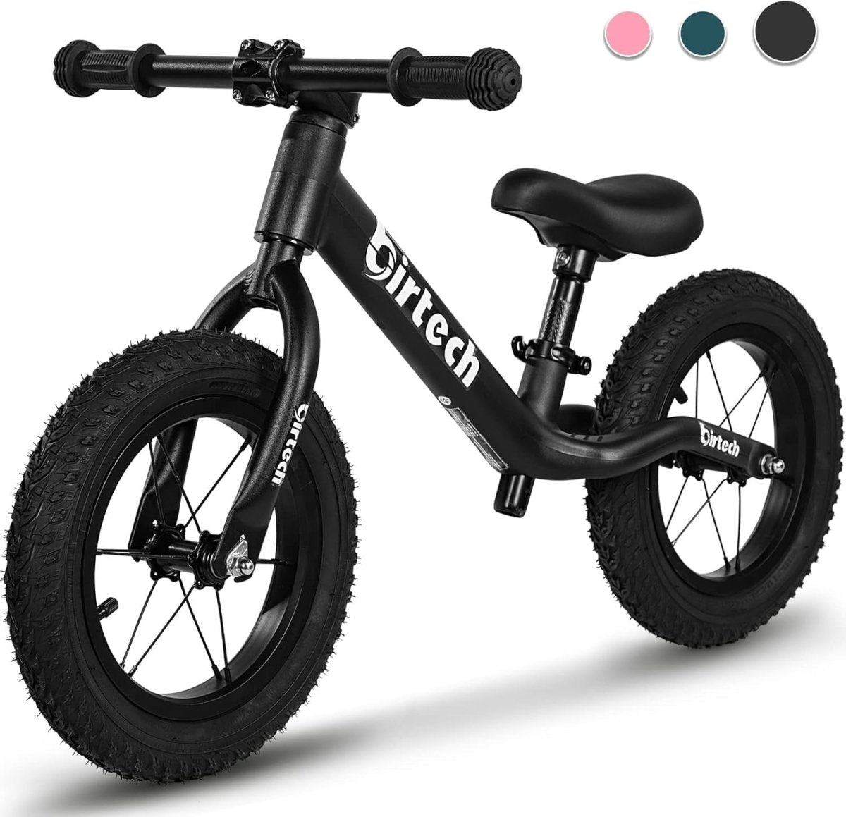 12" Kids Balance Bike Air Tires Adjustable Seat Training Bike Black - Kwikley