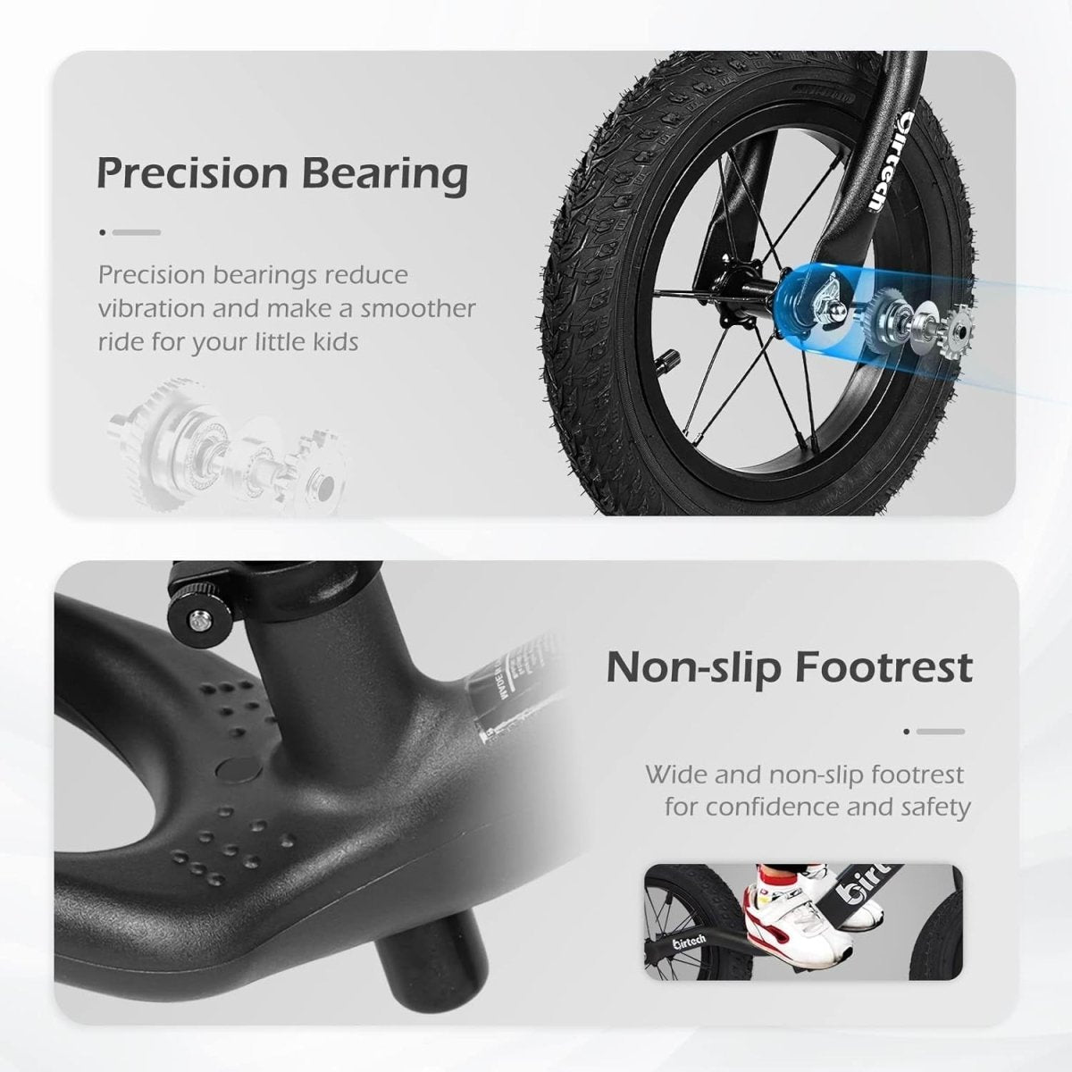 12" Kids Balance Bike Air Tires Adjustable Seat Training Bike Black - Kwikley