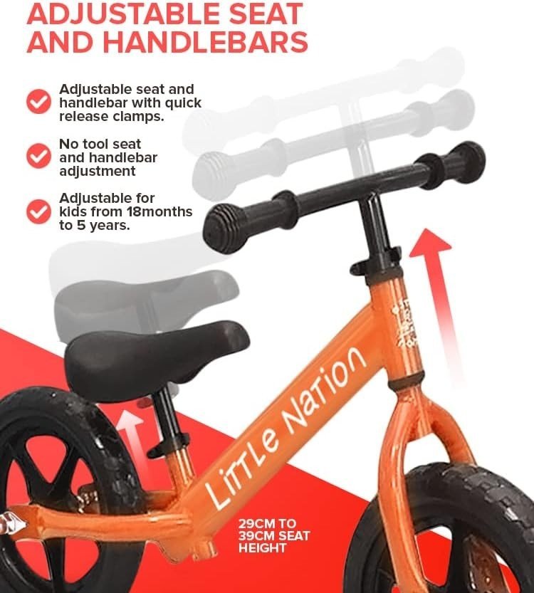 12" Kids Balance Bike Lightweight Toddler Training Bike No Pedals Orange - Kwikley