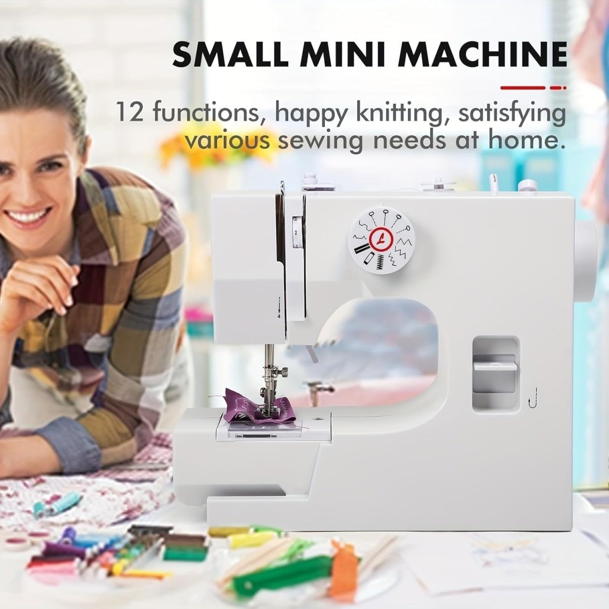 12 Stitch Electric Sewing Machine Portable Dual Speed Foot Pedal Kit - Kwikley