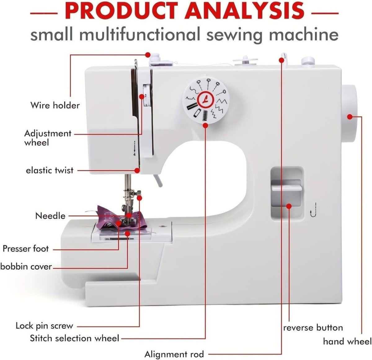 12 Stitch Electric Sewing Machine Portable Dual Speed Foot Pedal Kit - Kwikley