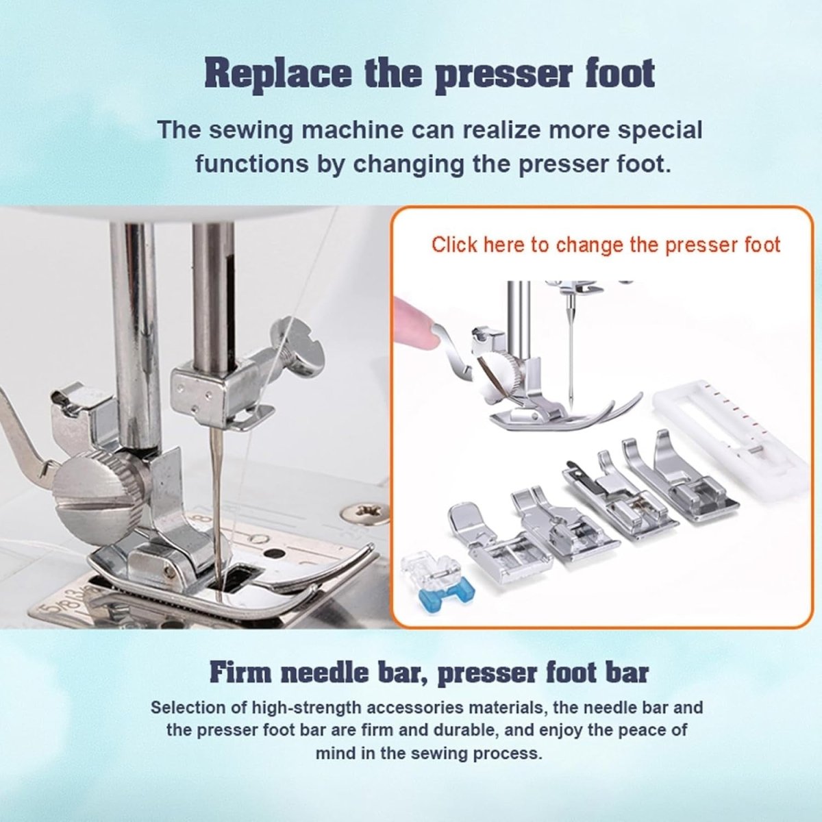 12 Stitch Portable Sewing Machine Dual Thread LED Foot Pedal Compact - Kwikley