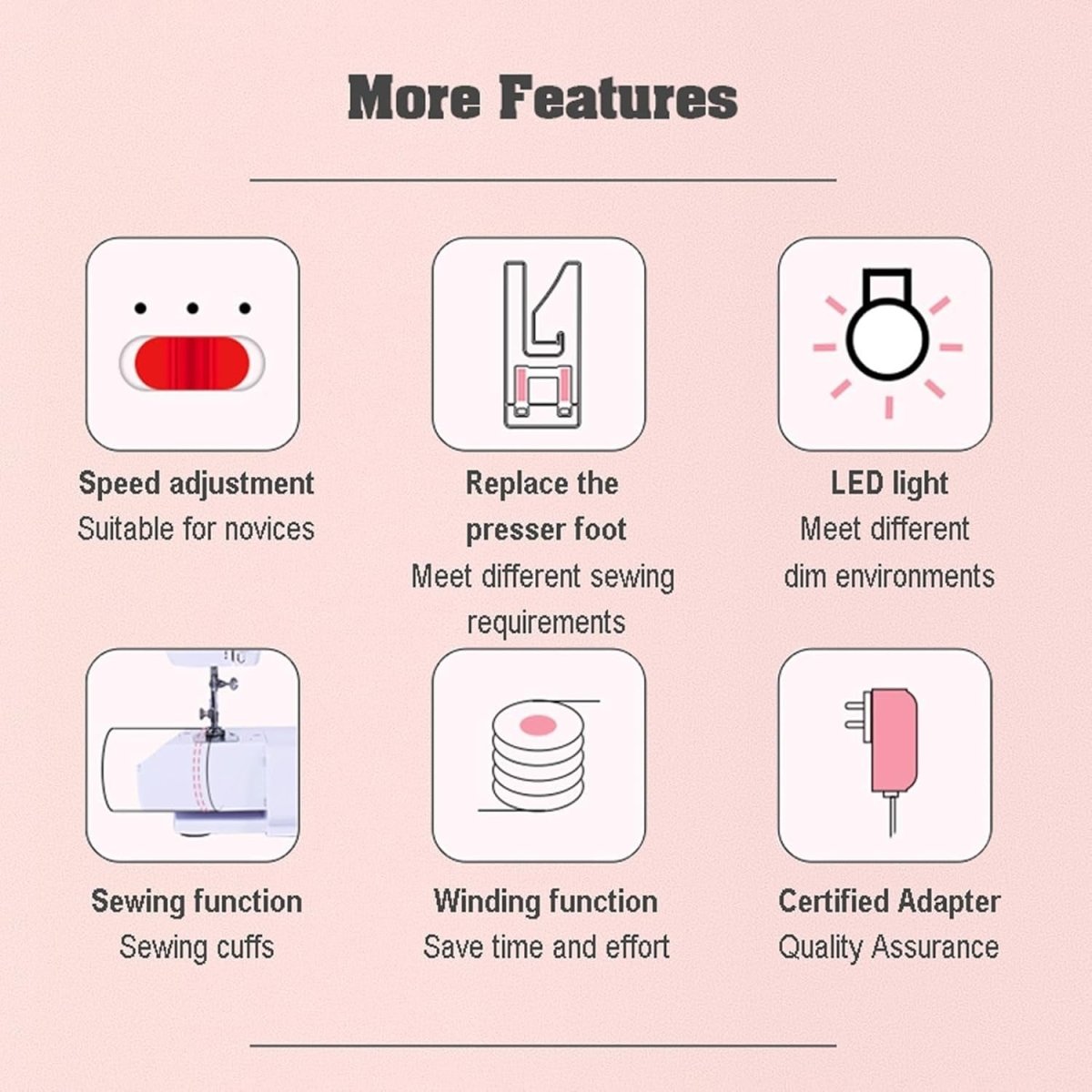 12 Stitch Portable Sewing Machine Dual Thread LED Foot Pedal Compact - Kwikley