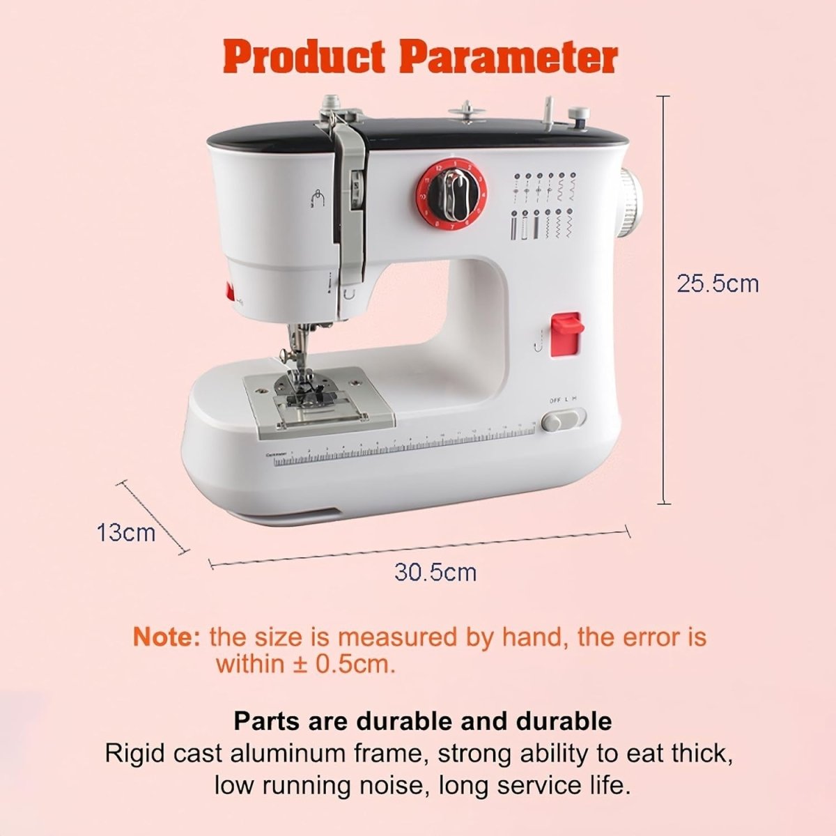 12 Stitch Portable Sewing Machine Dual Thread LED Foot Pedal Compact - Kwikley