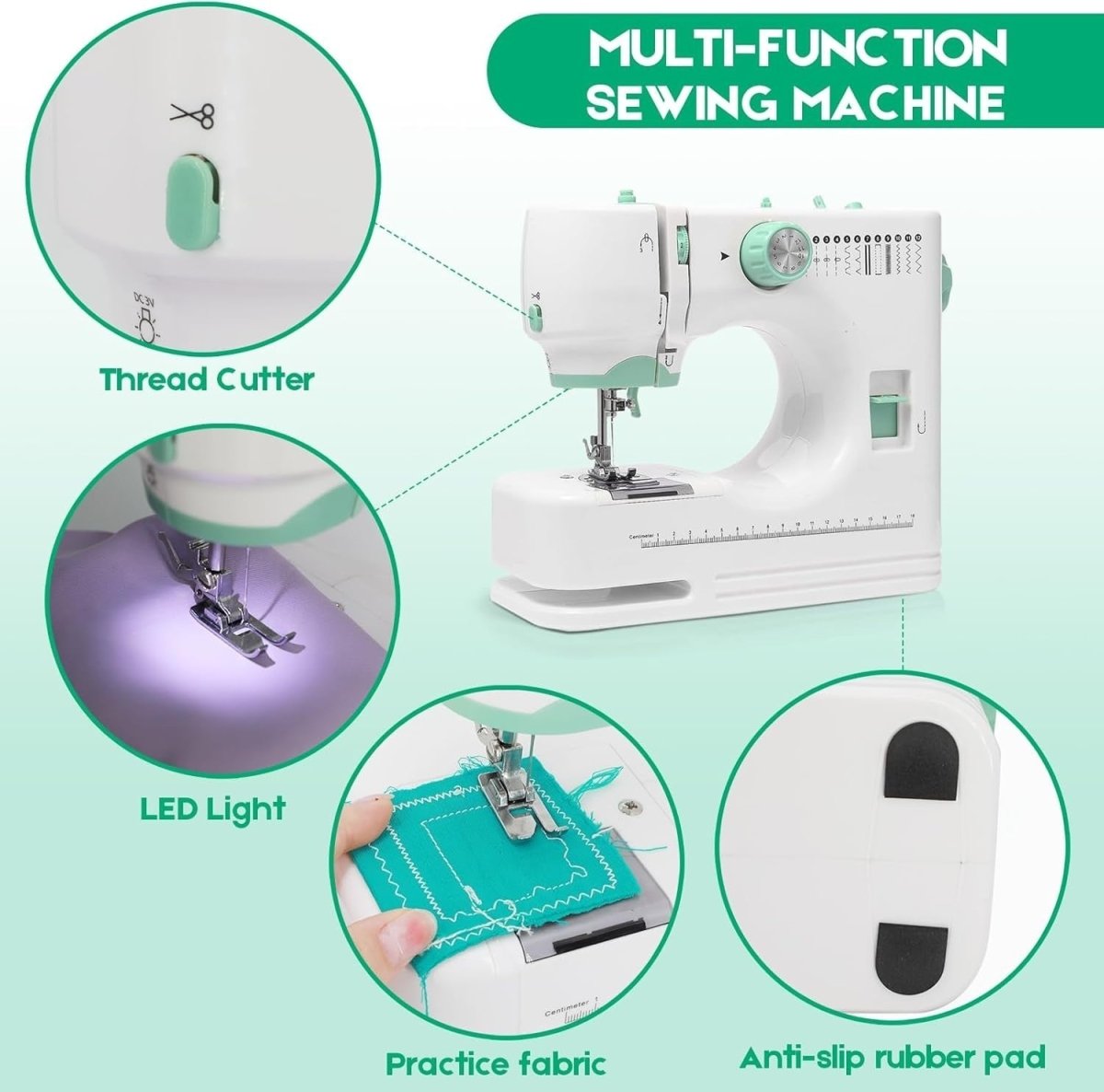 12 Stitch Sewing Machine 6 Presser Feet Foot Pedal 2 Speed DIY - Kwikley